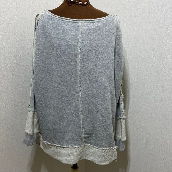 Free People Dandelion Cutout Open Shoulder Oversized Sweatshirt Small - Picture 8 of 10